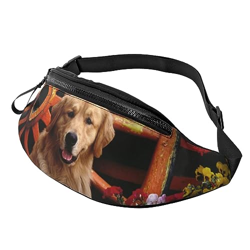 Pet Golden Dog Fanny Pack for Man Women Waist Bag Adjustable Belt Casual Chest Bag Bum Bags for Travel Sports Running Hiking Waist Packs, Schwarz , Einheitsgröße von QQLADY