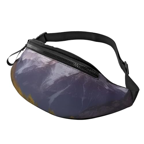 Picturesque Mountain Fanny Pack for Man Women Waist Bag Adjustable Belt Casual Chest Bag Bum Bags for Travel Sports Running Hiking Waist Packs, Schwarz , Einheitsgröße von QQLADY