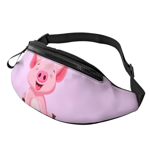 Pink Pig Bauchtasche für Herren und Damen, verstellbarer Gürtel, lässige Brusttasche, Bauchtaschen für Reisen, Sport, Laufen, Wandern, Hüfttaschen, Schwarz , Einheitsgröße von QQLADY