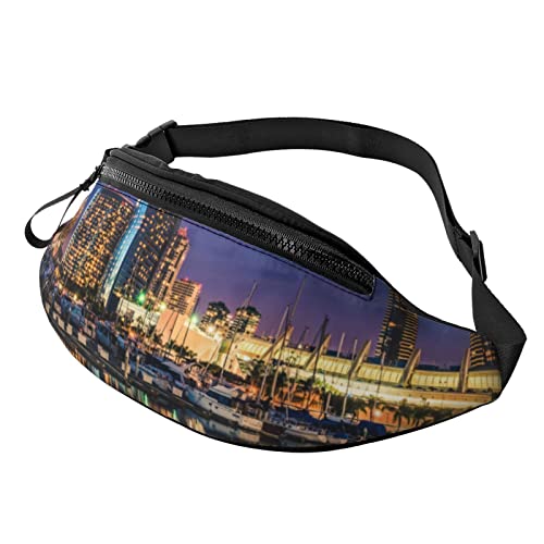 Portland at Night Bauchtasche für Herren und Damen, verstellbarer Gürtel, lässige Brusttasche, Bauchtaschen für Reisen, Sport, Laufen, Wandern, Hüfttaschen, Schwarz , Einheitsgröße von QQLADY