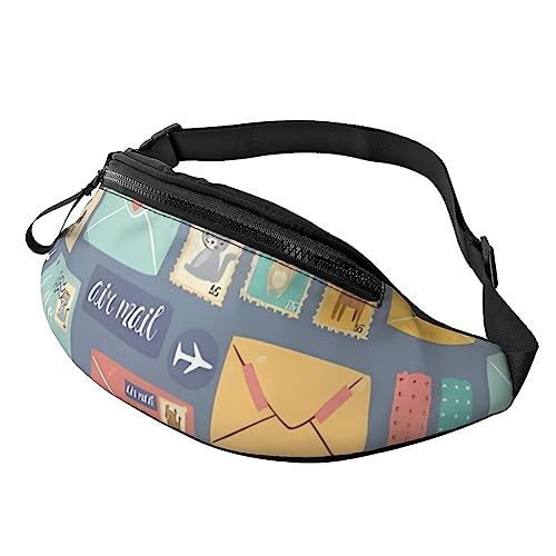 Postal Stationery Fanny Pack for Man Women Waist Bag Adjustable Belt Casual Chest Bag Bum Bags For Travel Sports Running Hiking Waist Packs, Schwarz , Einheitsgröße von QQLADY