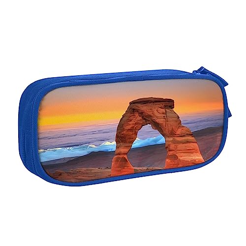 QQLADY Arches National Park Großes Federmäppchen Federmäppchen mit Reißverschlussfächern Stifttasche Ästhetisches Federmäppchen für Erwachsene Federmäppchen Stifteetui für Büro, blau, Einheitsgröße, von QQLADY