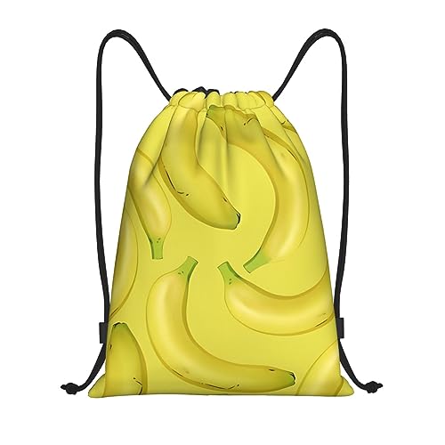 QQLADY Banane Muster Kordelzug Gym Rucksack Für Männer Frauen Wasserdicht String Bag Reise Wandern Sackpack, Schwarz , M von QQLADY