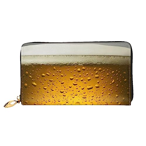 QQLADY Beer Wallpaper Damen Leder Geldbörse Lang Reißverschluss um Geldbörse Clutch Geldbörse für Damen Mädchen Handy Geldbörse, Schwarz , Einheitsgröße, Klassisch von QQLADY