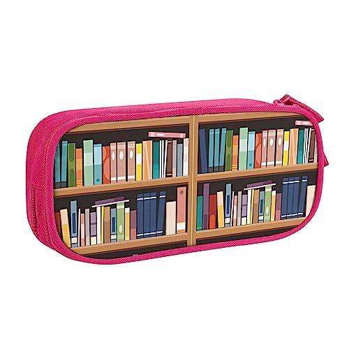 QQLADY Bibliothek Bücherregal Großes Federmäppchen Federmäppchen mit Reißverschlussfächern Stifttasche Ästhetisches Federmäppchen für Erwachsene Federmäppchen Stifteetui für Büro, rose, Einheitsgröße, von QQLADY