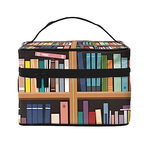 QQLADY Bibliothek Bücherregal Make-up-Tasche Große Reise Make-up Tasche Organizer Kosmetiktaschen für Frauen Waschbar Make Up Tasche Make-up Organizer Fall Kulturbeutel für Mädchen, Schwarz, von QQLADY