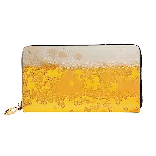 QQLADY Bierschaum Damen Leder Geldbörse Lange Reißverschluss um Geldbörse Clutch Brieftasche für Damen Mädchen Handy Geldbörse, Schwarz , Einheitsgröße, Klassisch von QQLADY