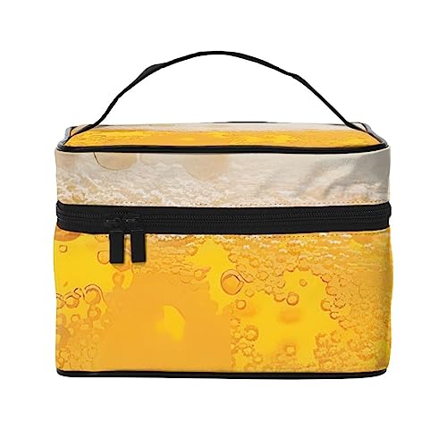 QQLADY Bierschaum-Make-up-Tasche, große Reise-Make-up-Tasche, Organizer, Kosmetiktaschen für Frauen, waschbare Make-up-Tasche, Make-up-Organizer, Kulturbeutel für Mädchen, schwarz, Einheitsgröße, von QQLADY