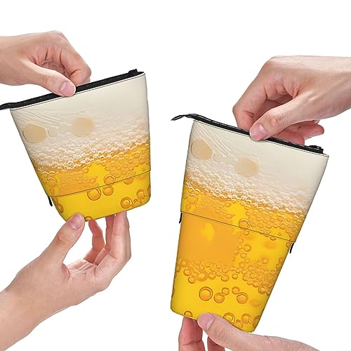 QQLADY Bierschaum Stehendes Federmäppchen Stifthalter Pop up Bleistift Beutel Schreibwaren Tasche Schreibwaren Stift Tasche Stifthalter Schreibwaren Organizer für Büro Damen Herren, Schwarz , von QQLADY