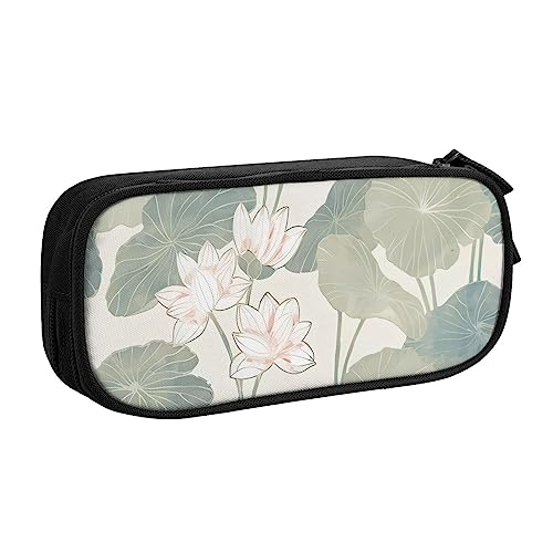 QQLADY Black Lily Pads Großes Federmäppchen Federmäppchen mit Reißverschlussfächern Stifttasche Ästhetisches Federmäppchen für Erwachsene Federmäppchen Stifteetui für Büro, Schwarz , Einheitsgröße, von QQLADY