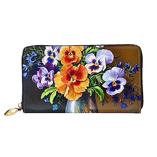 QQLADY Blume Diamant Malerei Frauen Leder Geldbörse Lange Reißverschluss um Geldbörse Clutch Brieftasche für Damen Mädchen Telefon Geldbörse, Schwarz , Einheitsgröße, Klassisch von QQLADY