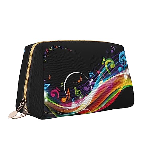 QQLADY Bunte Musik Leder Make-up Tasche Große Kapazität Reise Kosmetiktaschen Öffnung Make-up Tasche Tragbare Wasserdichte Kulturtasche für Frauen Mädchen Kosmetik Organizer, weiß, Einheitsgröße von QQLADY