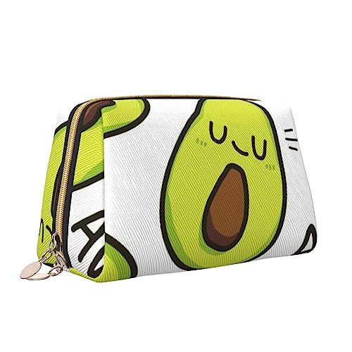 QQLADY Cartoon Birnen Leder Make-up Tasche Große Kapazität Reise Kosmetiktaschen Öffnung Make-up Tasche Tragbare Wasserdichte Kulturtasche für Frauen Mädchen Kosmetik Organizer, weiß, Einheitsgröße von QQLADY