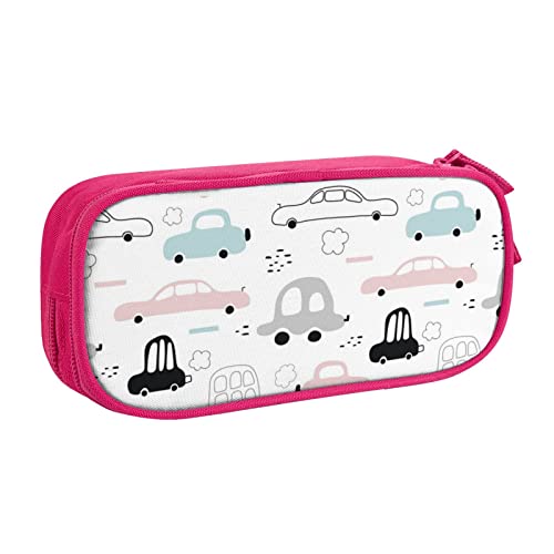 QQLADY Cartoons Cars Großes Federmäppchen Federmäppchen mit Reißverschlussfächern Stiftetasche Ästhetisches Federmäppchen für Erwachsene Federmäppchen Stifteetui für Büro, rose, Einheitsgröße, von QQLADY