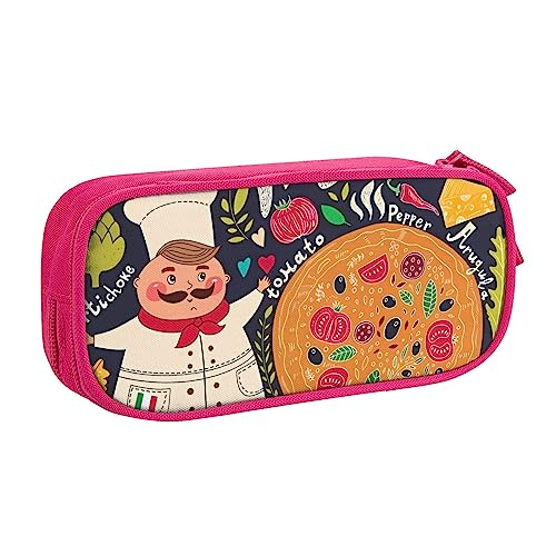 QQLADY Chef Pizza Großes Federmäppchen Federmäppchen mit Reißverschlussfächern Stifttasche Ästhetisches Federmäppchen für Erwachsene Federmäppchen Stifteetui für Büro, rose, Einheitsgröße, von QQLADY