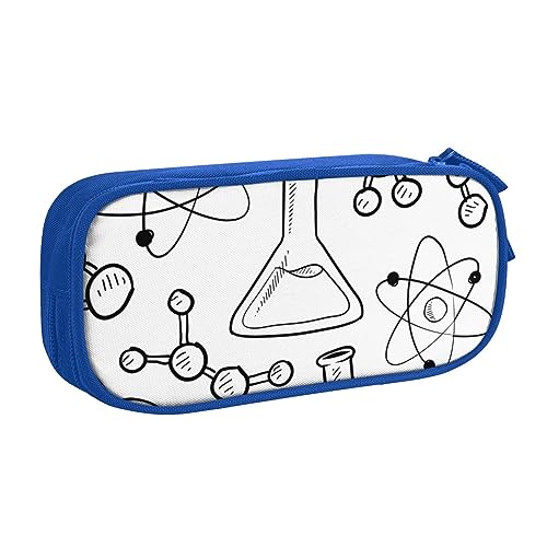 QQLADY Chemie Print Große Federmäppchen Federmäppchen mit Reißverschlussfächern Stifttasche Ästhetisches Federmäppchen für Erwachsene Federmäppchen Stifteetui für Büro, blau, Einheitsgröße, von QQLADY