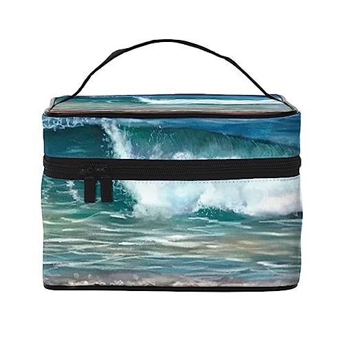 QQLADY Coastal Make-up-Tasche, große Reise-Make-up-Tasche, Organizer, Kosmetiktaschen für Frauen, waschbar, Make-up-Tasche, Make-up-Organizer, Kulturbeutel für Mädchen, Schwarz, Einheitsgröße, Schwarz von QQLADY