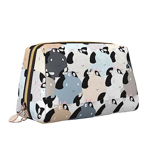 QQLADY Cow collection Leder Make-up Tasche Große Kapazität Reise Kosmetiktaschen Öffnung Make-up Tasche Tragbare Wasserdichte Kulturtasche für Frauen Mädchen Kosmetik Organizer, weiß, Einheitsgröße von QQLADY