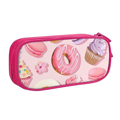 QQLADY Cupcakes Donuts Muffins Zucker Großes Federmäppchen Federmäppchen mit Reißverschlussfächern Stifttasche Ästhetisches Federmäppchen für Erwachsene Federmäppchen Stifteetui für Büro, rose, von QQLADY