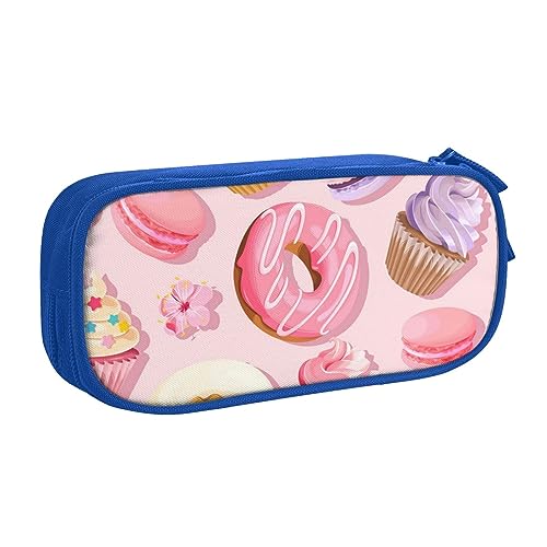 QQLADY Cupcakes Donuts Muffins Zucker Großes Federmäppchen Federmäppchen mit Reißverschlussfächern Stifttasche Ästhetisches Federmäppchen für Erwachsene Federmäppchen Stifteetui für Büro, blau, von QQLADY