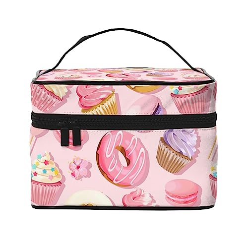 QQLADY Cupcakes Donuts Muffins Zucker Make-up Tasche Große Reise Make-up Tasche Organizer Kosmetiktaschen für Frauen Waschbar Make Up Tasche Make-up Organizer Fall Kulturbeutel für Mädchen, Schwarz, von QQLADY