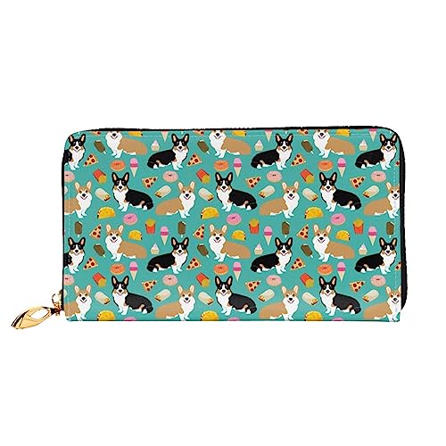 QQLADY Cute Dogs Damen Ledergeldbörse Langer Reißverschluss um Geldbörse Clutch Geldbörse für Damen Mädchen Handy Geldbörse, Schwarz , Einheitsgröße, Klassisch von QQLADY