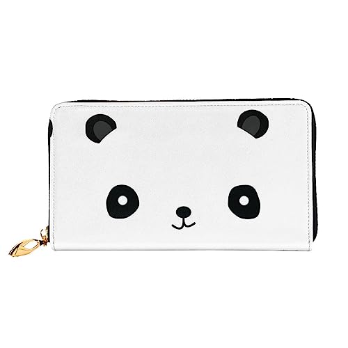 QQLADY Cute Panda Damen Leder Geldbörse Lange Reißverschluss um Geldbörse Clutch Geldbörse für Damen Mädchen Handy Geldbörse, Schwarz , Einheitsgröße, Klassisch von QQLADY