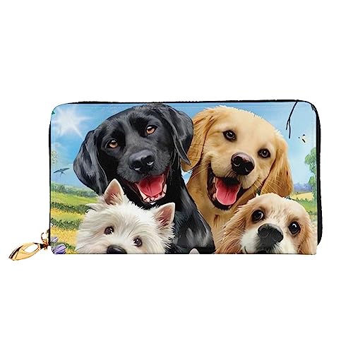 QQLADY Cute Pet Dogs Damen Ledergeldbörse mit langem Reißverschluss um Geldbörse Clutch Geldbörse für Damen Mädchen Handy Geldbörse, Schwarz , Einheitsgröße, Klassisch von QQLADY