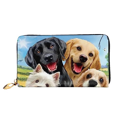 QQLADY Cute Pet Dogs Damen Ledergeldbörse mit langem Reißverschluss um Geldbörse Clutch Geldbörse für Damen Mädchen Handy Geldbörse, Schwarz , Einheitsgröße, Klassisch von QQLADY