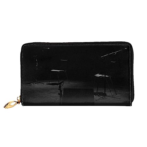 QQLADY Deep Dark Damen Leder Geldbörse Langer Reißverschluss um Geldbörse Clutch Brieftasche für Damen Mädchen Handy Geldbörse, Schwarz , Einheitsgröße, Klassisch von QQLADY