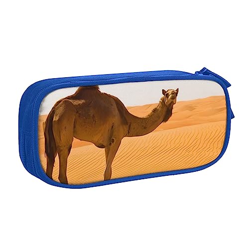 QQLADY Desert Sand Camel Großes Federmäppchen Federmäppchen mit Reißverschlussfächern Stifttasche Ästhetisches Federmäppchen für Erwachsene Federmäppchen Stifteetui für Büro, blau, Einheitsgröße, von QQLADY