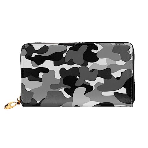 QQLADY Digital Camo Damen Leder Geldbörse Langer Reißverschluss um Geldbörse Clutch Geldbörse für Damen Mädchen Handy Geldbörse, Schwarz , Einheitsgröße, Klassisch von QQLADY