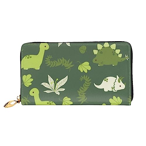 QQLADY Dinosaurs Damen Leder Geldbörse Lange Reißverschluss um Geldbörse Clutch Geldbörse für Damen Mädchen Handy Geldbörse, Schwarz , Einheitsgröße, Klassisch von QQLADY