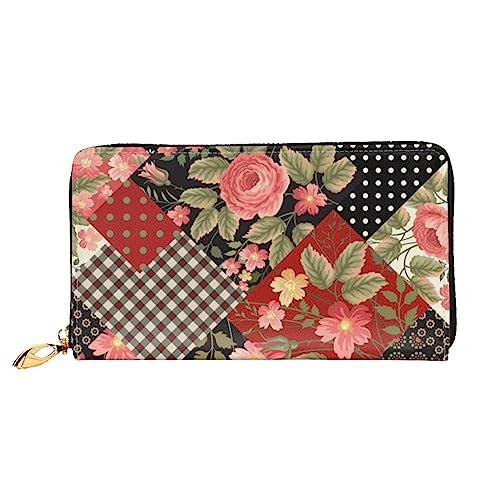 QQLADY Flower Dots Damen Leder Geldbörse Lange Reißverschluss um Geldbörse Clutch Brieftasche für Damen Mädchen Handy Geldbörse, Schwarz , Einheitsgröße, Klassisch von QQLADY