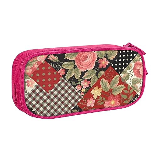 QQLADY Flower Dots Großes Federmäppchen Federmäppchen mit Reißverschlussfächern Stifttasche Ästhetisches Federmäppchen für Erwachsene Federmäppchen Stifteetui für Büro, rose, Einheitsgröße, von QQLADY