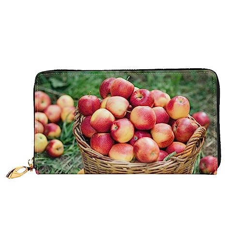 QQLADY Fruit Harvest Damen Ledergeldbörse Langer Reißverschluss um Geldbörse Clutch Geldbörse für Damen Mädchen Handy Geldbörse, Schwarz , Einheitsgröße, Klassisch von QQLADY