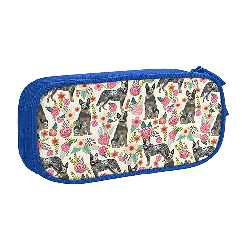 QQLADY Fun Dogs Großes Federmäppchen Federmäppchen mit Reißverschlussfächern Stifttasche Ästhetisches Federmäppchen für Erwachsene Federmäppchen für Büro, blau, Einheitsgröße, Federmäppchen von QQLADY