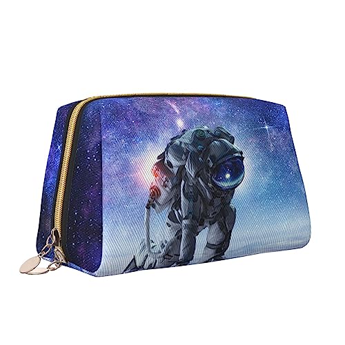 QQLADY Galaxy Astronaut Leder Make-up Tasche Große Kapazität Reise Kosmetiktaschen Öffnung Make-up Tasche Tragbare Wasserdichte Kulturtasche für Frauen Mädchen Kosmetik Organizer, weiß, Einheitsgröße von QQLADY