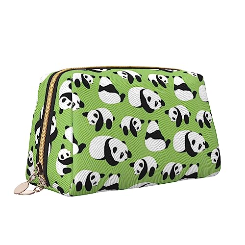 QQLADY Grüner Hintergrund Panda Leder Make-up Tasche Große Kapazität Reise Kosmetiktaschen Öffnung Make-up Tasche Tragbare Wasserdichte Kulturtasche für Frauen Mädchen Kosmetik Organizer, weiß, von QQLADY