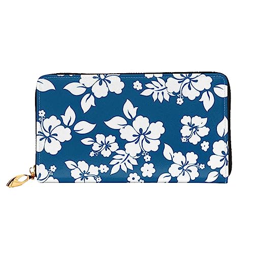 QQLADY Hawaii Flower Damen Leder Geldbörse Lange Reißverschluss Um Geldbörse Clutch Geldbörse für Damen Mädchen Handy Geldbörse, Schwarz , Einheitsgröße, Klassisch von QQLADY