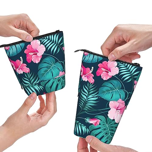 QQLADY Hawaii Pink Flower Standing Pencil Case Pen Holder Pop up Pencil Pouch Stationery Pouch Stationery Pen Case Pen Pouch Pencil Holder Stationery Organizer for Office Women Men, Schwarz , von QQLADY