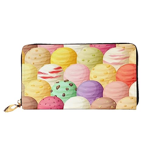 QQLADY Ice Cream Damen Leder Geldbörse Langer Reißverschluss um Geldbörse Clutch Geldbörse für Damen Mädchen Handy Geldbörse, Schwarz , Einheitsgröße, Klassisch von QQLADY