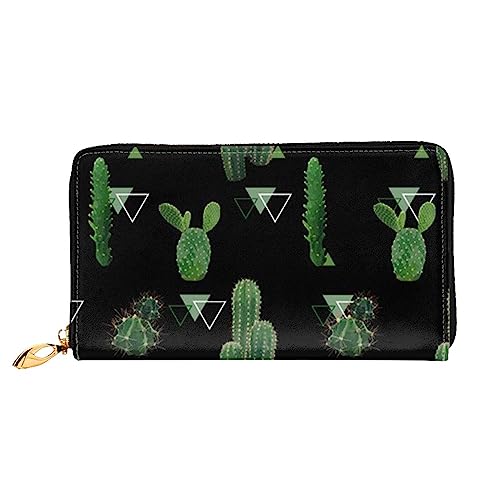 QQLADY Kaktus Damen Leder Geldbörse Lange Reißverschluss um Geldbörse Clutch Geldbörse für Damen Mädchen Handy Geldbörse, Schwarz , Einheitsgröße, Klassisch von QQLADY