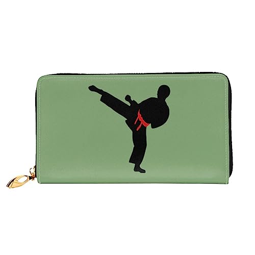 QQLADY Karate Boy Changeable Gürtel Farbe frauen Leder Geldbörse Lange Reißverschluss um Geldbörse Kupplung Brieftasche für Damen Mädchen Telefon Geldbörse, Schwarz , Einheitsgröße, Klassisch von QQLADY