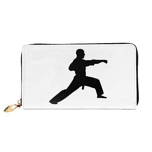 QQLADY Karate Damen Leder Geldbörse Lange Reißverschluss Um Geldbörse Clutch Geldbörse für Damen Mädchen Handy Geldbörse, Schwarz , Einheitsgröße, Klassisch von QQLADY