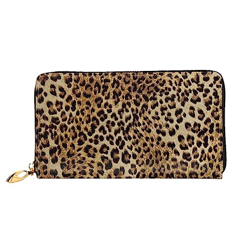 QQLADY Leopard Skin Damen Leder Geldbörse Lange Reißverschluss um Geldbörse Clutch Brieftasche für Damen Mädchen Handy Geldbörse, Schwarz , Einheitsgröße, Klassisch von QQLADY