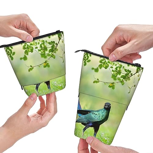 QQLADY Love Birds Standing Pencil Case Pen Holder Pop up Pencil Pouch Stationery Pouch Stationery Pen Case Pen Pouch Pencil Holder Stationery Organizer for Office Women Men, Schwarz , Einheitsgröße von QQLADY