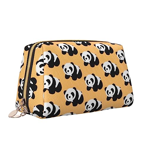 QQLADY Niedlicher Panda-Leder-Make-up-Tasche, große Kapazität, Reise-Kosmetiktaschen, Öffnung, Make-up-Tasche, tragbar, wasserdicht, Kulturbeutel für Frauen und Mädchen, Kosmetik-Organizer, weiß, von QQLADY