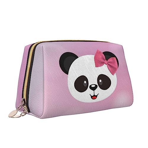 QQLADY Niedlicher Panda-Leder-Make-up-Tasche, große Kapazität, Reise-Kosmetiktaschen, Öffnung, Make-up-Tasche, tragbar, wasserdicht, Kulturbeutel für Frauen und Mädchen, Kosmetik-Organizer, weiß, von QQLADY