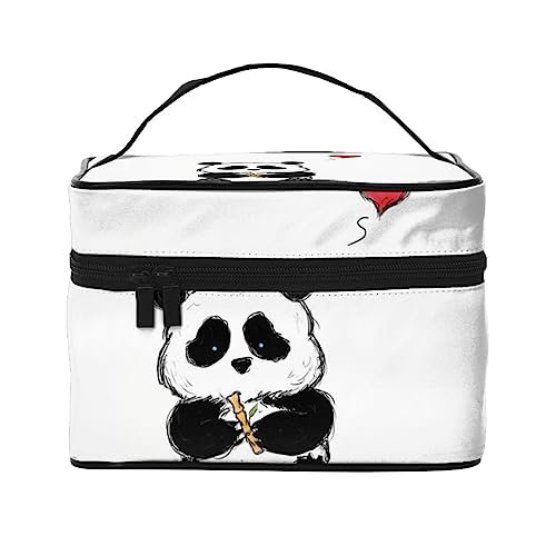 QQLADY Niedlicher Panda-Make-up-Tasche, große Reise-Make-up-Tasche, Organizer, Kosmetiktaschen für Frauen, waschbare Make-up-Tasche, Make-up-Organizer, Kulturbeutel für Mädchen, Schwarz, von QQLADY